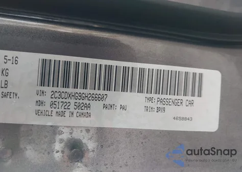 2016 Dodge Charger Sxt from USA, damaged, VIN 2C3CDXHG9GH266607